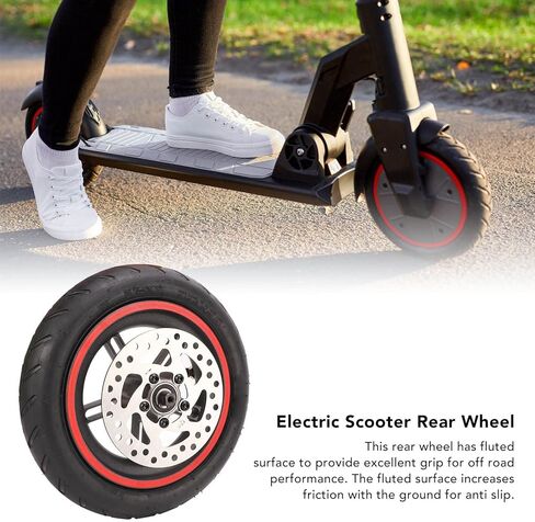 Electric Scooter Rear Wheel, Rear Wheel with 120mm/4.7in Brake Disc Red Pneumatic Tyre Aluminum Alloy Hub Rubber Tire Replacement Wheel for PRO PRO2 M3 in Saudi Arabia