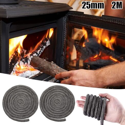 Black Fiberglass Stove Door Rope Seal 25 mm Diameter 2 m Length for Wood Burning Stoves,Pellet Stoves,Fireplaces,Boilers Industrial Ovens in Saudi Arabia