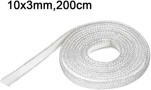 Fiberglass Flat Stove Rope Seal 10mm x 3mm for Furnace,Boiler,Chimney,Kiln,Oven Door – White,200cm in Saudi Arabia
