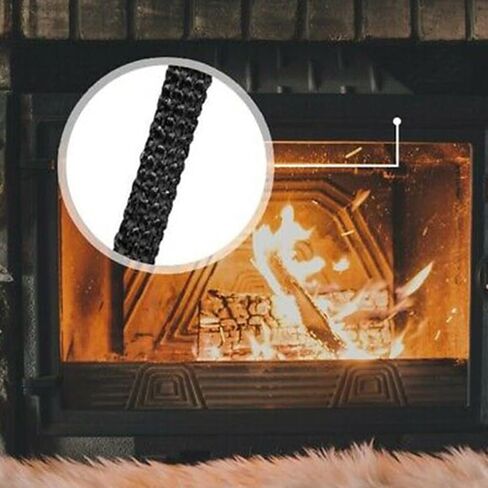 Fiberglass Stove Door Seal Rope 20 mm x 2 mm Heat Resistant Flat Glass Gasket for Wood Burning Fireplace Chimney Oven,Black in Saudi Arabia