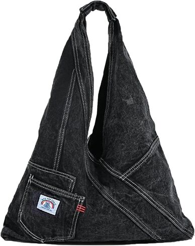 Denim Purses For Women Fashion Trendy Jean Purse Denim Purse Handbag Shoulder Bag Foldable Cute Canvas Denim Tote Bag in Kuwait