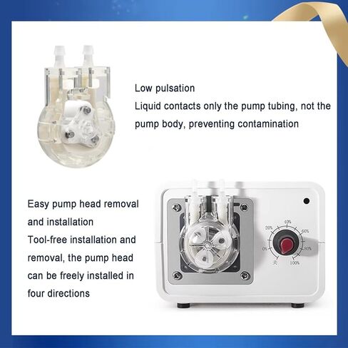 24V Small Peristaltic Pump, 8-185ml/min Adjustable Speed Liquid Dosing Pump, with 2m Transparent Silicone Tube, for Laboratory Applications in Saudi Arabia