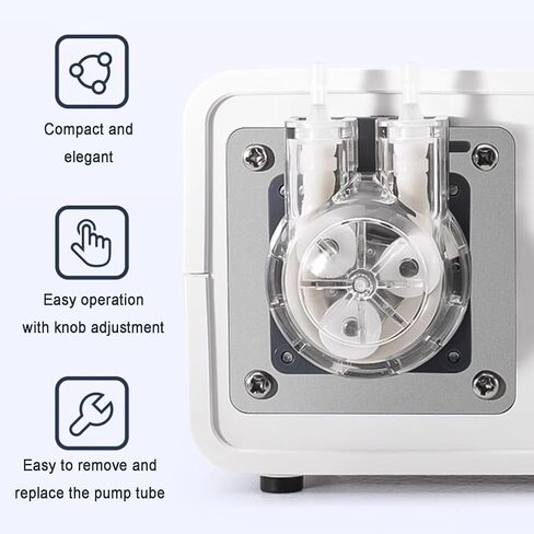 24V Small Peristaltic Pump, 8-185ml/min Adjustable Speed Liquid Dosing Pump, with 2m Transparent Silicone Tube, for Laboratory Applications in Saudi Arabia
