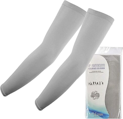 The Elixir Arm Sleeves UV Sun Protective Arm Compression Cover Warmer Cooler 4 Pairs (Beige, White, Navy, Grey) in Kuwait
