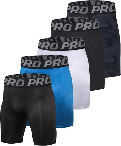 Sanke 5 Pack Men's Compression Shorts Camouflage Running Athletic Shorts Cycling Stretch Workout Cooling Underwear in Kuwait