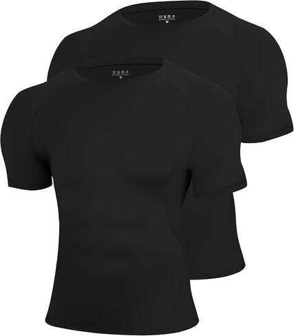 Blueleaf 2 Pack Men’s Compression Shirts Short Sleeve Cool Dry Sports Athletic Workout Undershirt Base Layer T-Shirt Tops in Saudi Arabia