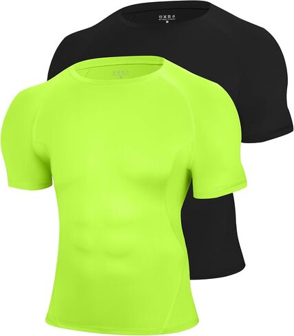 Blueleaf 2 Pack Men’s Compression Shirts Short Sleeve Cool Dry Sports Athletic Workout Undershirt Base Layer T-Shirt Tops in Saudi Arabia