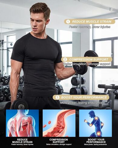 Blueleaf 2 Pack Men’s Compression Shirts Short Sleeve Cool Dry Sports Athletic Workout Undershirt Base Layer T-Shirt Tops in Saudi Arabia