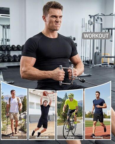 Blueleaf 2 Pack Men’s Compression Shirts Short Sleeve Cool Dry Sports Athletic Workout Undershirt Base Layer T-Shirt Tops in Saudi Arabia