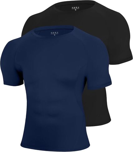 Blueleaf 2 Pack Men’s Compression Shirts Short Sleeve Cool Dry Sports Athletic Workout Undershirt Base Layer T-Shirt Tops in Saudi Arabia