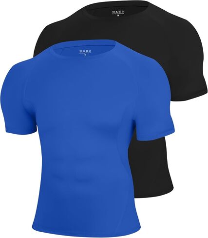Blueleaf 2 Pack Men’s Compression Shirts Short Sleeve Cool Dry Sports Athletic Workout Undershirt Base Layer T-Shirt Tops in Saudi Arabia