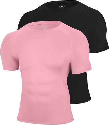 Blueleaf 2 Pack Men’s Compression Shirts Short Sleeve Cool Dry Sports Athletic Workout Undershirt Base Layer T-Shirt Tops in Saudi Arabia