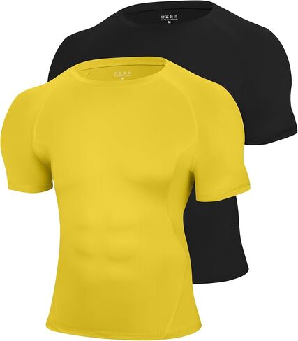 Blueleaf 2 Pack Men’s Compression Shirts Short Sleeve Cool Dry Sports Athletic Workout Undershirt Base Layer T-Shirt Tops in Saudi Arabia