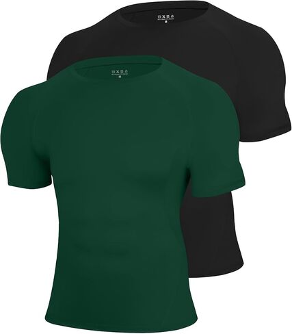 Blueleaf 2 Pack Men’s Compression Shirts Short Sleeve Cool Dry Sports Athletic Workout Undershirt Base Layer T-Shirt Tops in Saudi Arabia