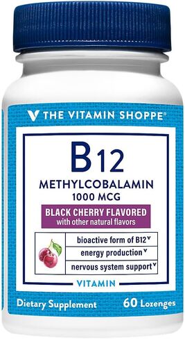 فيتامين شوب فيتامين ب 12 ميثيل كوبالامين 1000MCG - شكل عالي التوفير حيويا من B12 لدعم إنتاج الطاقة - نكهة الكرز الأسود (60 لوزندق) in Saudi Arabia