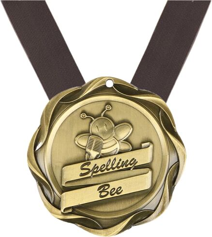 Decade Awards Spelling Bee Fusion Medal - Gold, Silver or Bronze | Engraved Spelling Medal - 3 Inch Wide - Customize Now in Saudi Arabia