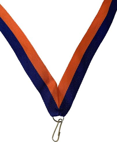 شرائط عنق من Express Medals باللونين الأزرق والبرتقالي للميداليات مع جائزة الحبل المسطح بمشابك Snap (عبوة من 100 قطعة) in Saudi Arabia