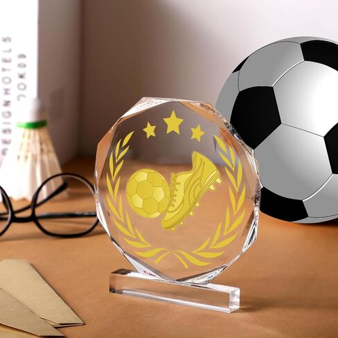 Soccer Trophy - Acrylic Championship Trophy Award, 4.72x5.27 Inch - Perfect for Sports Tournaments, Academic Competitions, School Awards, MVP Souvenirs, Party Prizes for Adults in Saudi Arabia