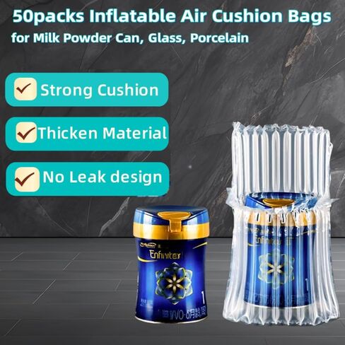 أكمام ملفوفة على شكل وسادة فقاعية - 25 عبوة من أكياس الهواء المضغوطة القابلة للنفخ لشحن الحليب مع مضخة يدوية، أكياس وسادة هوائية قابلة للنفخ من جارلر لتعبئة زجاجة البورسلين (25) in Kuwait