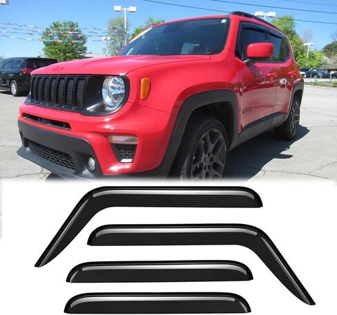 94368 عاكس الرياح للنافذة الجانبية المقاومة للماء، 4 قطع شريط على واقيات المطر البديلة الواقية، أقنعة النوافذ تناسب 2015-2024 Jeep Renegade in Kuwait