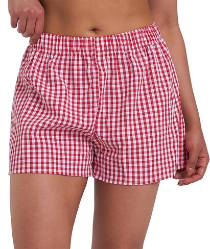 Sunzel Women's Gingham Plaid Boxer Shorts – Elastic Waist Loose Fit Pajama Lounge Shorts Y2K Summer Beach Casual Pj Bottoms in Saudi Arabia