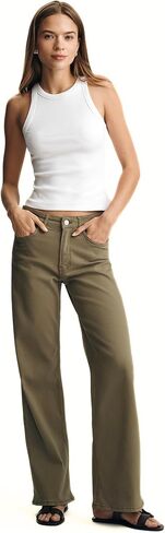 بنطال Alena نسائي عالي الارتفاع من Mavi Jeans - جينز مطاطي عالي الخصر للعمل والارتداء اليومي، مقاس مريح للساق. in Kuwait