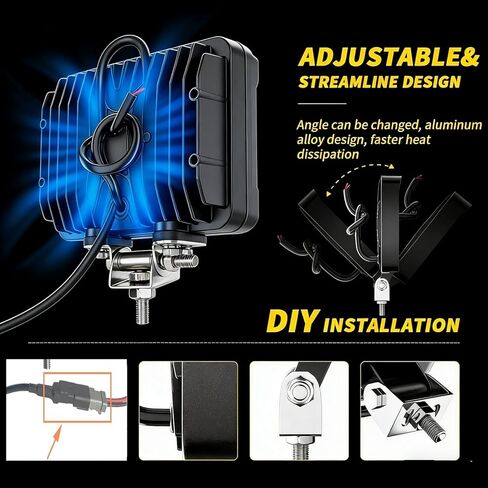 2PACK 6.3IN 12/24volt Super Bright 45W Led Work Lights Rectangular Foglight 4500LM Waterproof 4x6 Flood Offroad Lights Bar for Truck,Tractor,ATV,SUV,UTV,Trailer,Heavy Equipment in Kuwait