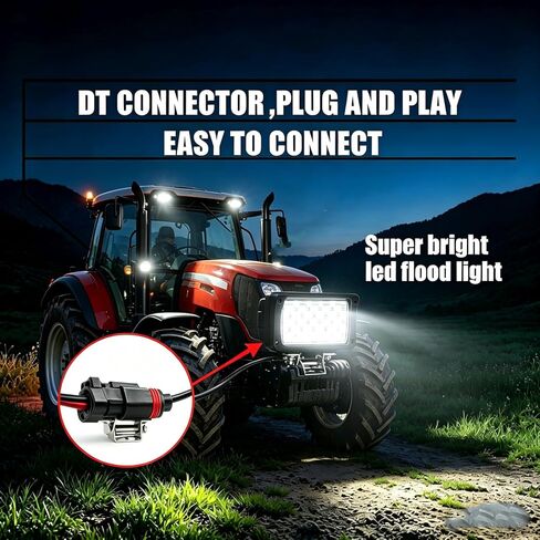 2PACK 6.3IN 12/24volt Super Bright 45W Led Work Lights Rectangular Foglight 4500LM Waterproof 4x6 Flood Offroad Lights Bar for Truck,Tractor,ATV,SUV,UTV,Trailer,Heavy Equipment in Kuwait