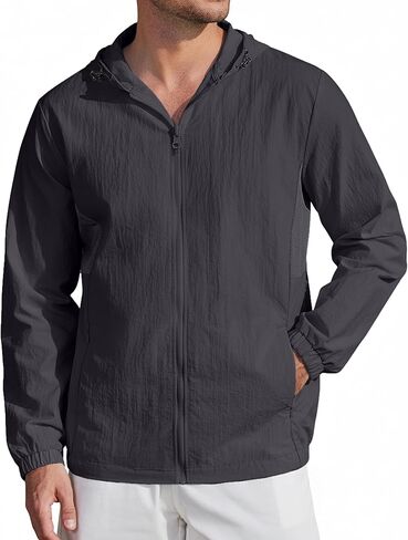 COOFANDY Men's UPF 50+ Sun Protection Hoodie Jacket Full Zip Light Long Sleeve Performance Fishing Shirts Hiking Outdoor in Saudi Arabia