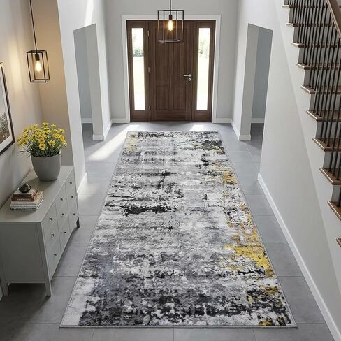 سجادة AROGAN مقاس 8 × 10 سجادة قابلة للغسل لغرفة المعيشة، سجادة حديثة مجردة كبيرة الحجم غير قابلة للانزلاق، سجادة ناعمة للأرضية الداخلية لغرفة النوم وغرفة الطعام والمكتب وغرفة اللعب للأطفال، أزرق/رمادي in Kuwait