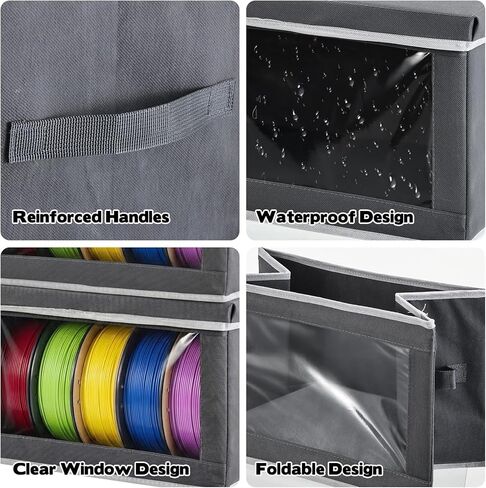3D Printer Filament Storage Box, 2 Pack Foldable 3D Printer Filament Storage Organizer Box Holds Up to 10 Rolls, 3D Printing Accessories Holder Rack for Home, Office Workshop, Studio - Grey in Saudi Arabia