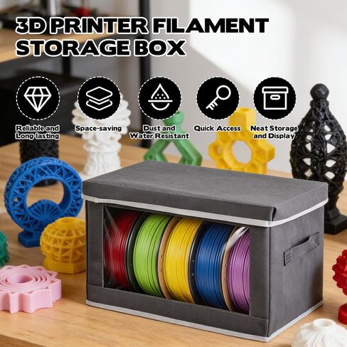 3D Printer Filament Storage Box, 2 Pack Foldable 3D Printer Filament Storage Organizer Box Holds Up to 10 Rolls, 3D Printing Accessories Holder Rack for Home, Office Workshop, Studio - Grey in Saudi Arabia