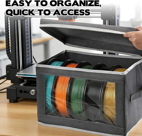 3D Printer Filament Storage Box, 2 Pack Foldable 3D Printer Filament Storage Organizer Box Holds Up to 10 Rolls, 3D Printing Accessories Holder Rack for Home, Office Workshop, Studio - Grey in Saudi Arabia