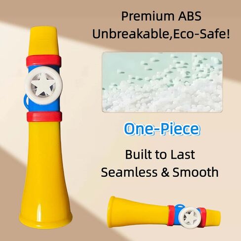 Kazoos for Adults Plastic, Professional Kazoo Instrument for Road Trips & Backyard Jams – Washable, Premium ABS, Permanent Membrane, Easy to Learn, for Guitar Ukulele Violin Piano (Yellow) in Saudi Arabia
