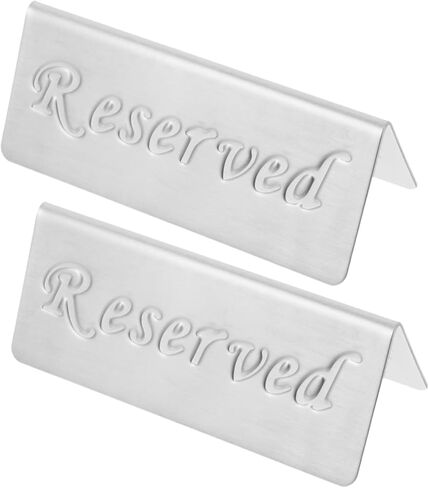Ciieeo 2pcs Reserved Table Signs Dual-Sided Stainless Steel Tent Sign for Restaurant Wedding and Event Reservations Sturdy Laser Engraved Design for 10 Years Use in Saudi Arabia