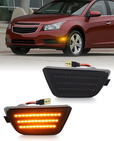 LED Side Marker Light Assembly, Front Fender Bumper Lamps Compatible with Chevy Cruze 2011 2012 2013 2014 2015, Smoked Lens Driver/Passenger Side White Marker Lights, 2PCS in Saudi Arabia