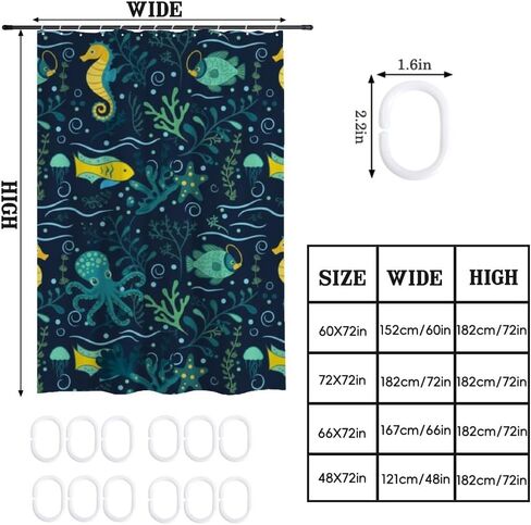 ستارة دش مضحكة بنمط قنديل البحر مع خطافات، ستارة دش غربية مقاومة للماء للصيف، ستائر عطلة من القماش قابلة للغسل بوهو للديكور القديم للتخييم 48 × 72 بوصة in Kuwait