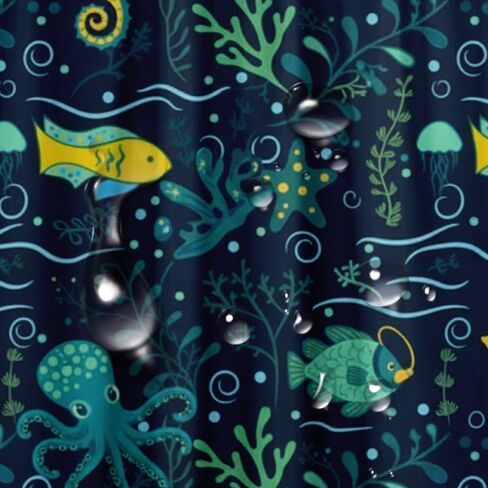 ستارة دش مضحكة بنمط قنديل البحر مع خطافات، ستارة دش غربية مقاومة للماء للصيف، ستائر عطلة من القماش قابلة للغسل بوهو للديكور القديم للتخييم 48 × 72 بوصة in Kuwait