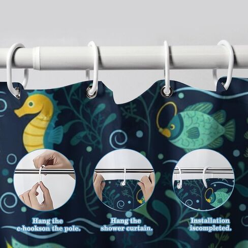 ستارة دش مضحكة بنمط قنديل البحر مع خطافات، ستارة دش غربية مقاومة للماء للصيف، ستائر عطلة من القماش قابلة للغسل بوهو للديكور القديم للتخييم 48 × 72 بوصة in Kuwait