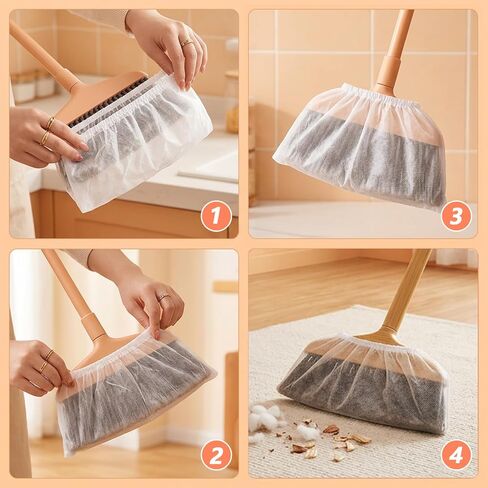 25PCS Disposable Broom Covers, Disposable Broom Dusting Covers, Non-Woven Brooms Cloth Cover Caps for Pet Hair Removal and Floor Carpet Cleaning, Brooms Fur Remover Tool for Trapping Hair, Dust, Lint in Saudi Arabia