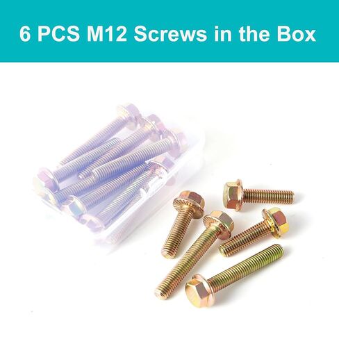 M12 x 35mm 6pcs Flanged Hex Head Bolts, M12 x 1.75 Bolts, Flange Hexagon Head Screws, 8.8 Grade Alloy Steel, Yellow Zinc Plated, Metric Fully Thread in Kuwait