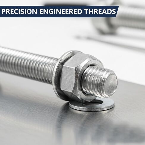 1/4-20 x 3 Stainless Steel Hex Bolt Kit, 304 Fully Threaded,with Nuts, Flat & Lock Washers, 10 Sets in Saudi Arabia