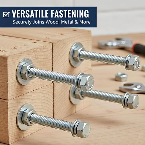 1/4-20 x 3 Stainless Steel Hex Bolt Kit, 304 Fully Threaded,with Nuts, Flat & Lock Washers, 10 Sets in Saudi Arabia
