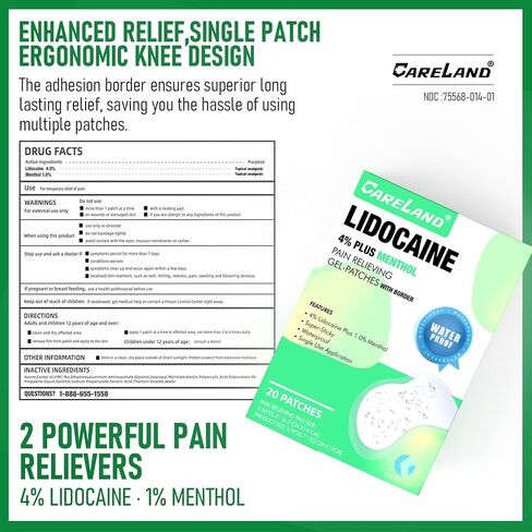 4% رقعات يدوكائين للركبة بالإضافة إلى 1% منثول، 20 قطعة من منتجات تخفيف آلام الظهر ذات القوة القصوى المقاومة للماء مع حدود، لتخفيف آلام الكتف في الركبة in Kuwait