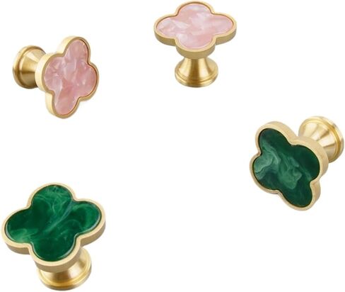 Solid Brass Handle Cabinet Drawer Hanging Clothes Hook Color Four-Leaf Clover Pull 1Pcs(Starry Sky Black) in Saudi Arabia