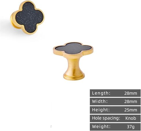 Solid Brass Handle Cabinet Drawer Hanging Clothes Hook Color Four-Leaf Clover Pull 1Pcs(Starry Sky Black) in Saudi Arabia