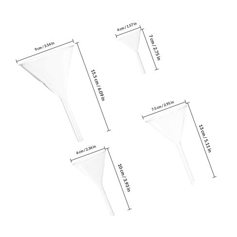 GARVALON 4pcs Borosilicate Glass Laboratory Filter Funnel Set, Scientific Filling Funnels with 40mm 60mm 75mm 90mm Sizes for Precise Liquid Transfer and Lab Use in Kuwait