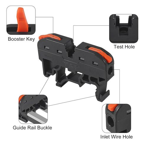 50Pcs DIN Rail Terminal Blocks Compact 24-12 AWG Wire Connectors for Electrical Control Panels Industrial Use - Black in Saudi Arabia