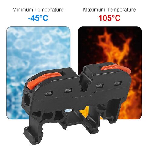 50Pcs DIN Rail Terminal Blocks Compact 24-12 AWG Wire Connectors for Electrical Control Panels Industrial Use - Black in Saudi Arabia