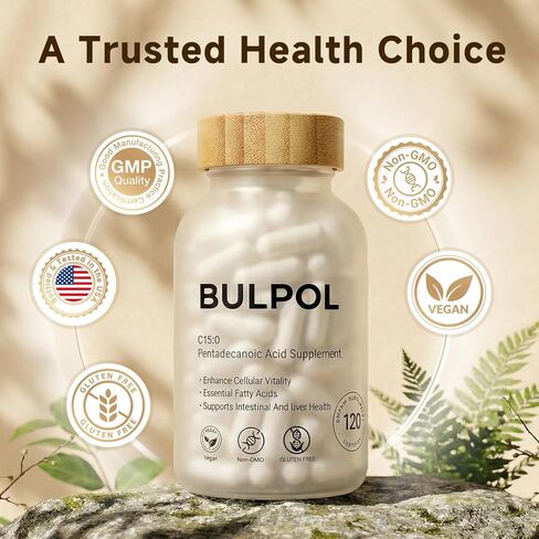 كبسولات حمض البنتاديكانويك (C15:0) - الأحماض الدهنية الأساسية النباتية النقية - C15:0 الأحماض الدهنية لمكملات الصحة الخلوية والتمثيل الغذائي - 300 مجم لكل وجبة، 120 كبسولة in Kuwait